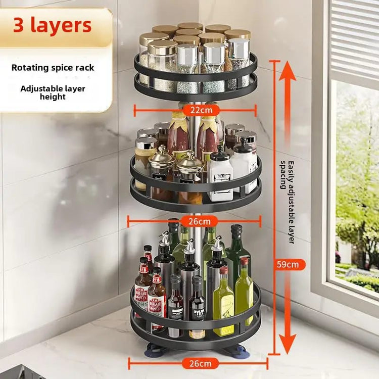 Kitchen Counter Spice Storage Rack Adjustable Rotatable Multi Layer | CHINA IMPORTED