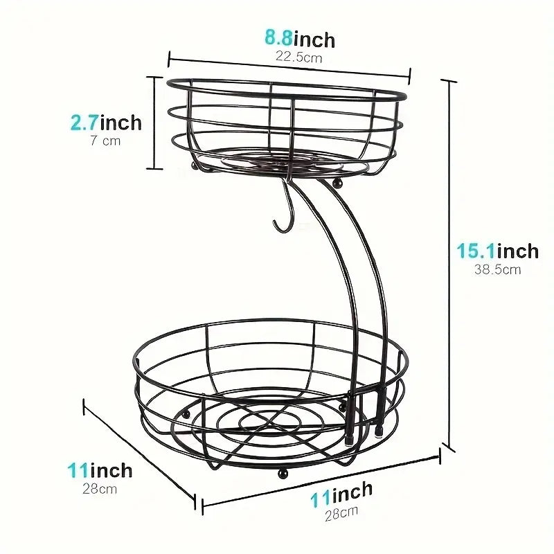 2-Tier Black Metal Basket