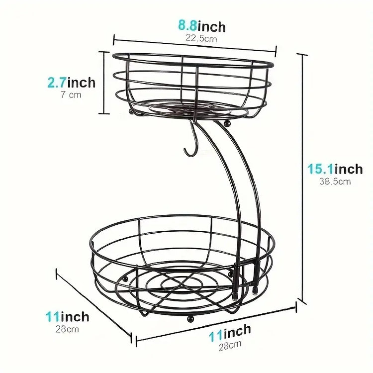 2-Tier Black Metal Basket