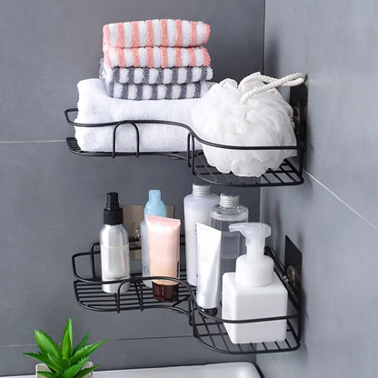 2 Pc Bathroom Corner Shelf Wall Mounted with adhesive hook