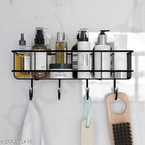 2 pc Self-Adhesive Multipurpose Bathroom and kitchen Shelf with Hooks