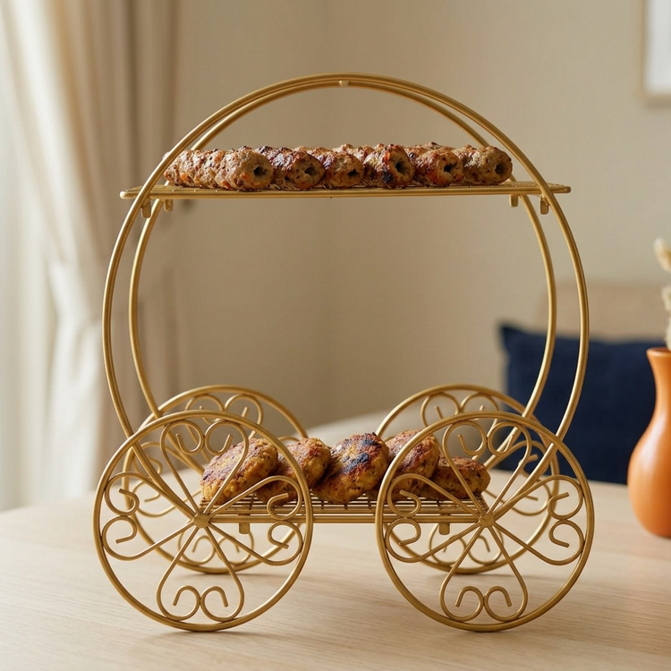 Gold 2 Tier Cinderella Carriage Cupcake Dessert Display Stand