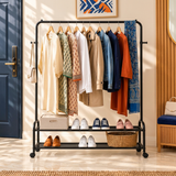 Cloth hanging stand Rack Double Shoes Rack Stand With Wheels