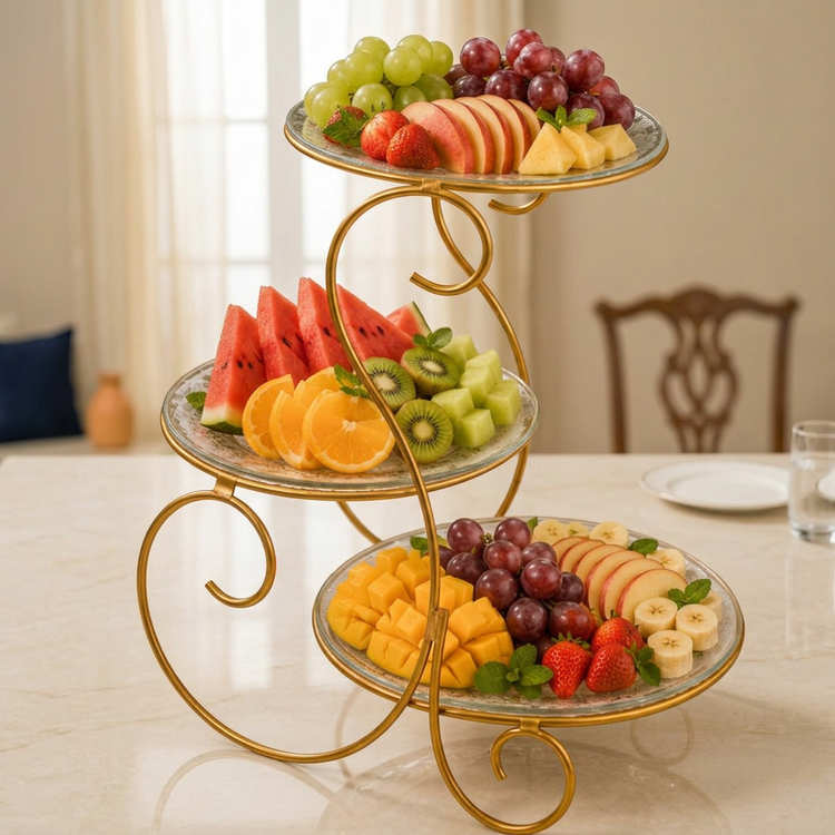 Elegant 3-tier gold serving stand