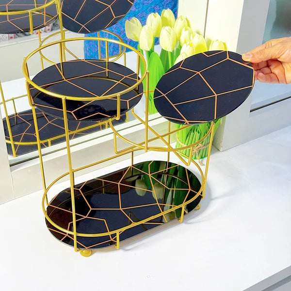 3-Tier Cosmetic Makeup Organizer Stand Top premium arcyclic marble texture