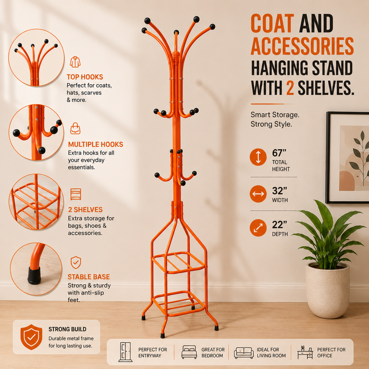 Clothes hanging stand/ Coat Hanging Stand - 64 Inches Height.