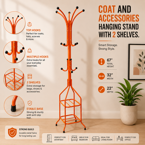 Clothes hanging stand/ Coat Hanging Stand - 64 Inches Height.