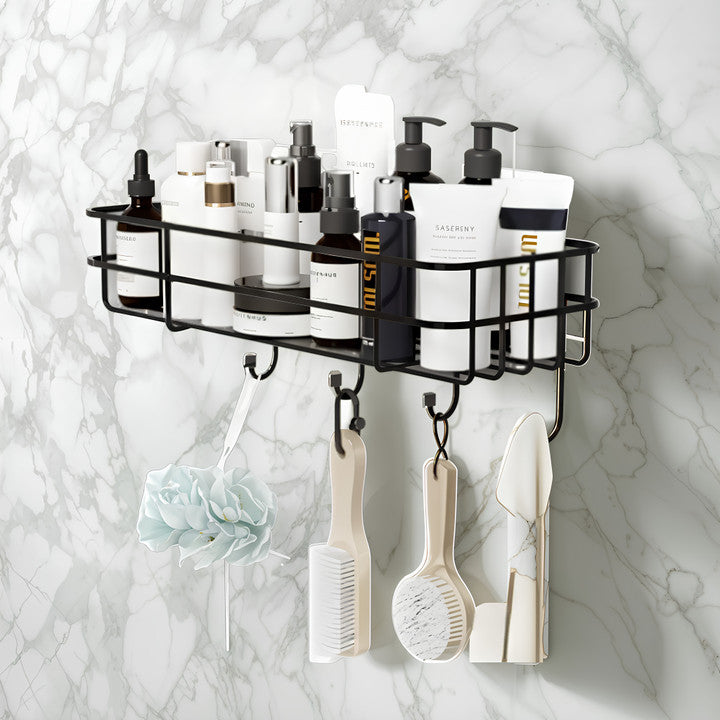 2 pc Self-Adhesive Multipurpose Bathroom and kitchen Shelf with Hooks