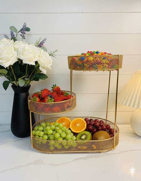 1pc Modern Metal Fruit Basket - Multi-Tier Large Luxury Design