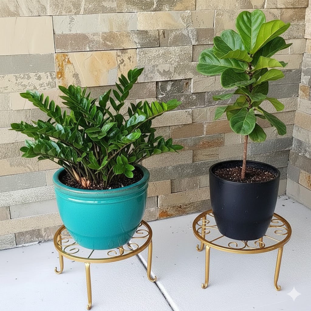 Rust-Proof Metal Floor Stand Plant Rack - Indoor/Outdoor,