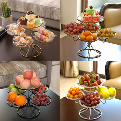 Dish serving rack with glass plates