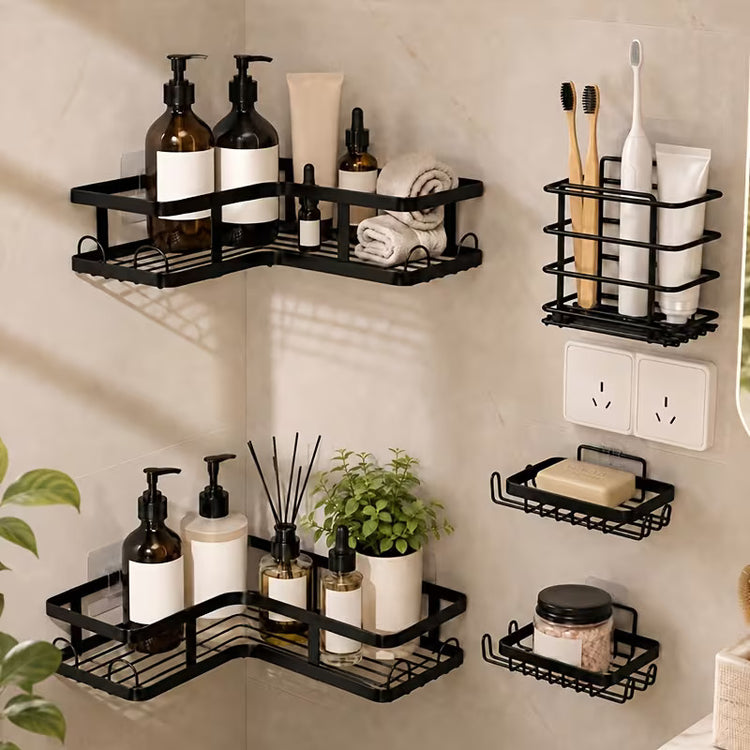 5 Pc Bathroom Storage Shelves | Adhesive Shower Corner Set Suitable For kitchen, Bathroom And toilet