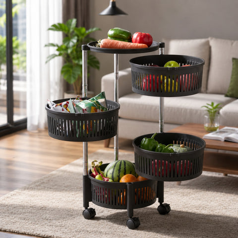 4 Layer Fruit/Vegetables Rotatable Moveable Basket