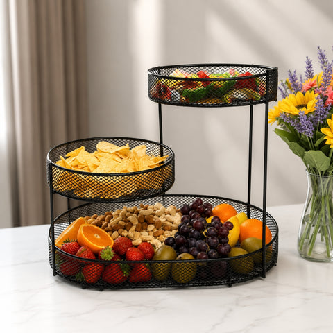 1pc Modern Metal Fruit Basket - Multi-Tier Large Luxury Design