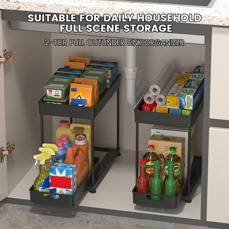 2 Tier Kitchen Shelf, Multi-functional Carbon Steel Rust Proof &Strong Load Bearing