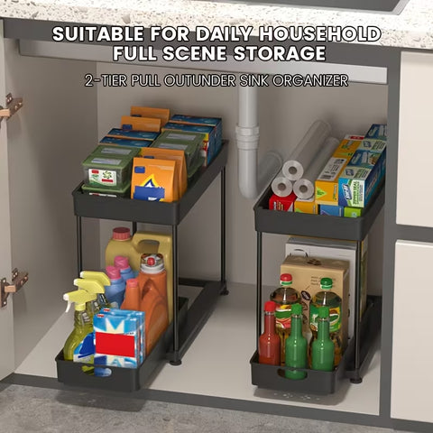 2 Tier Kitchen Shelf, Multi-functional Carbon Steel Rust Proof &Strong Load Bearing