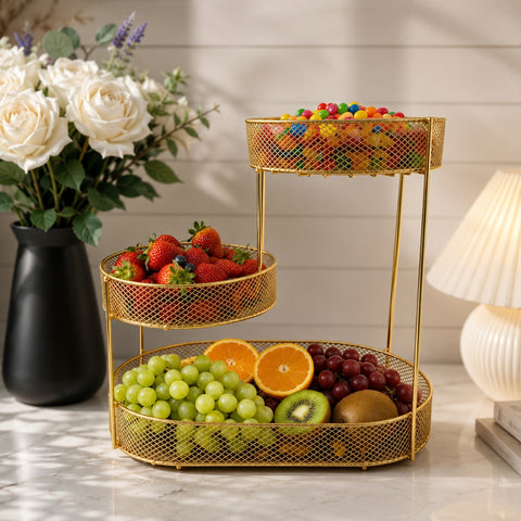 1pc Modern Metal Fruit Basket - Multi-Tier Large Luxury Design