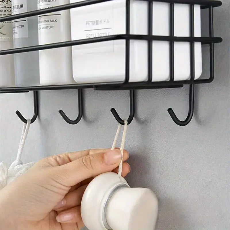2 Pc wall mounted black Storage basket with strong adhesive stickers (No drill needed)