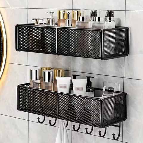 2 Pc Self Adhesive Basket for kitchen and bathroom with hooks