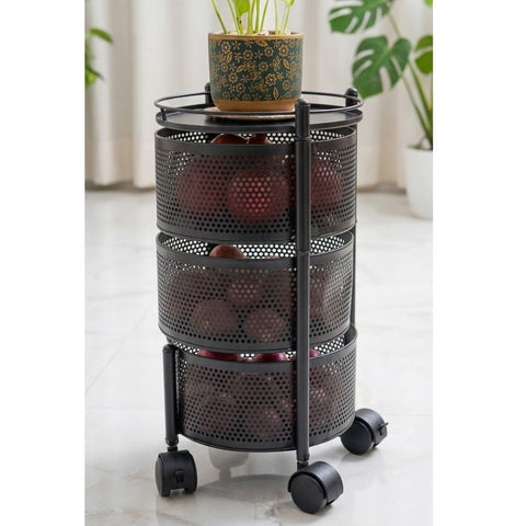 3 Tier Rotatable Baket With wheels