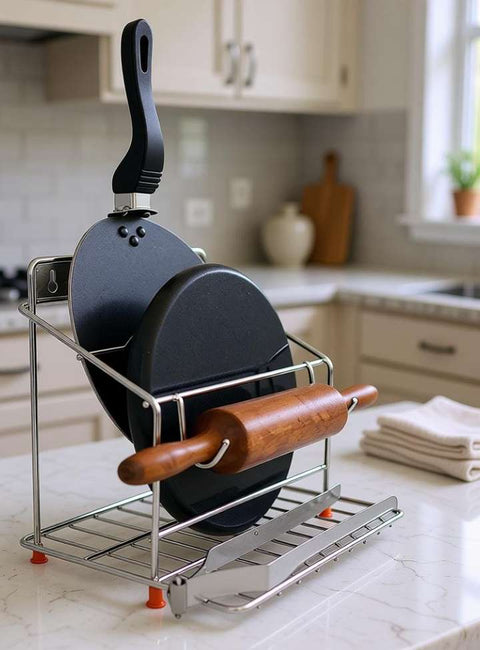 Chakla Belan and Tawa Stand for Kitchen  Large Size - 100% Rust-Free (Only Stand)