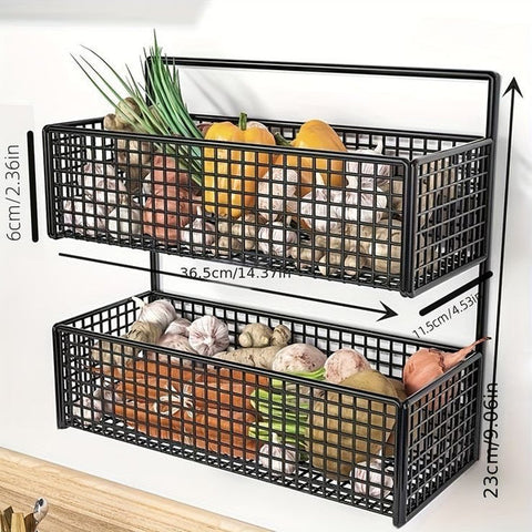2 layer wall mounted basket with adhesive stickers large size