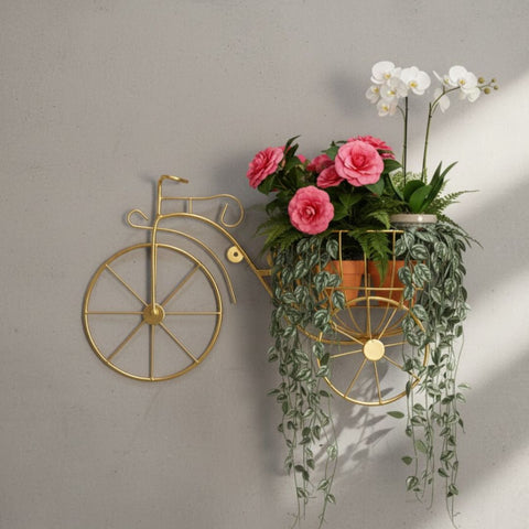 Metal Bicycle Wall Mount Flower Holder" or "Bicycle-shaped Flower Basket Wall Art. ( Plant Not Included)