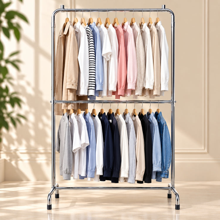 Double Pole Clothes Hanging Stand with wheels