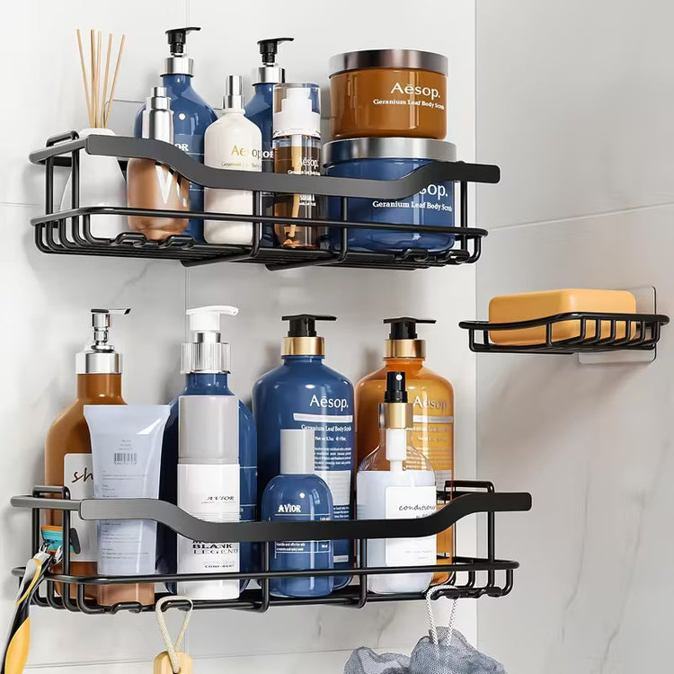 3 pc Bathroom Shelves With Stickers ( No Drill Needed)