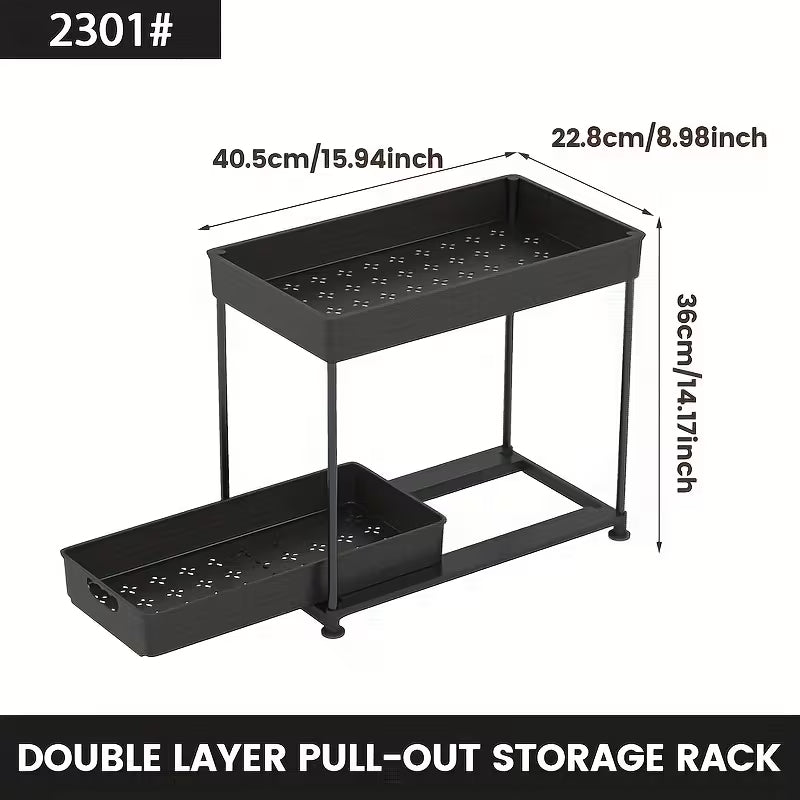 2 Tier Kitchen Shelf, Multi-functional Carbon Steel Rust Proof &Strong Load Bearing