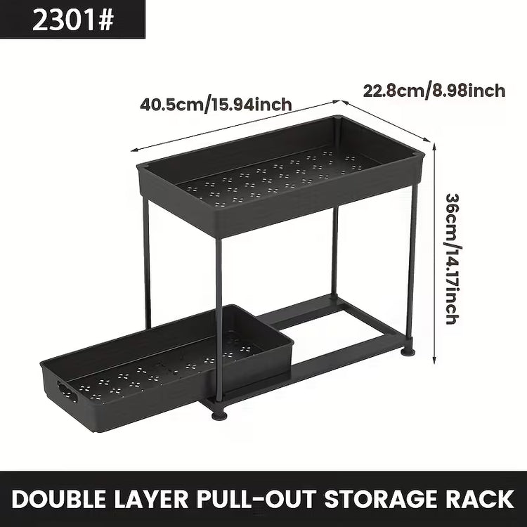 2 Tier Kitchen Shelf, Multi-functional Carbon Steel Rust Proof &Strong Load Bearing
