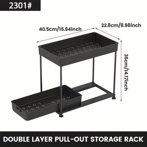 2 Tier Kitchen Shelf, Multi-functional Carbon Steel Rust Proof &Strong Load Bearing