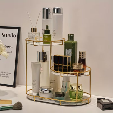 3-Tier Cosmetic Makeup Organizer Stand Top premium arcyclic marble texture