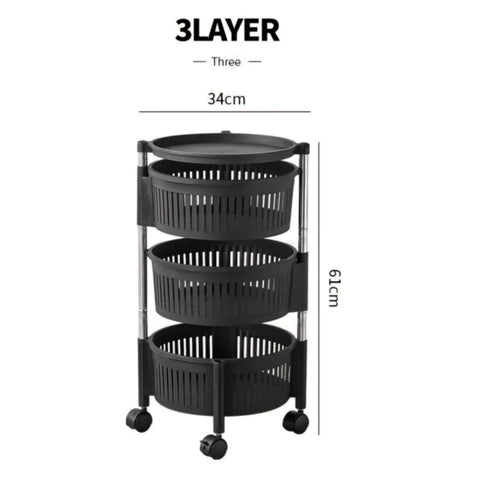 3 Tier Fruit/Vegetables Rotatable Moveable Basket