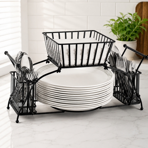 Luxury Plates, Cutlery and Napkin Holder For Large Size Plates