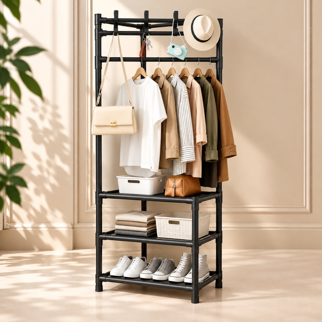 Heavy Duty Clothes Hanging Rack Multi Tier Storage Rack