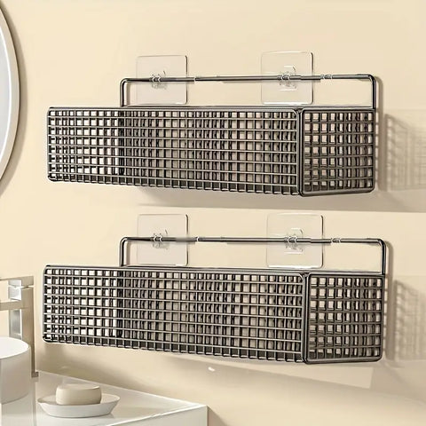 wall mounted metal basket with self adhesive hooks