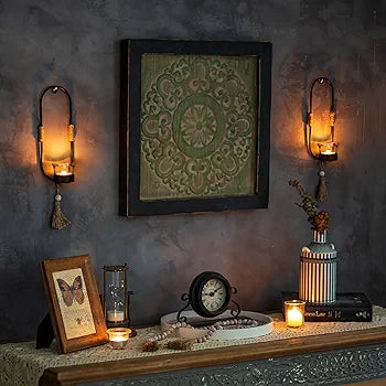 Pack of 2 Black Metal Wall Decorations for Living Room Bathroom Dining Room