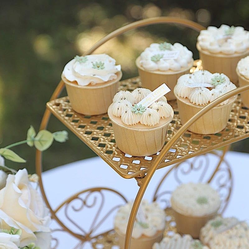Gold 2 Tier Cinderella Carriage Cupcake Dessert Display Stand