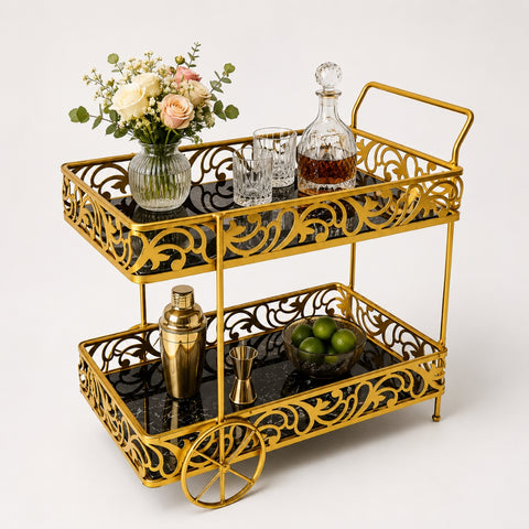 Royal Gold Tea and Makeup Organizer Cart