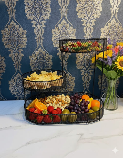 1pc Modern Metal Fruit Basket - Multi-Tier Large Luxury Design
