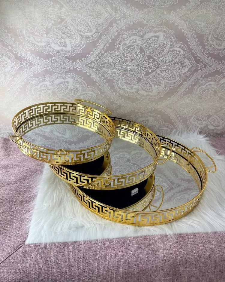 Gold Luxury Trays With Mirror Base Premium quality