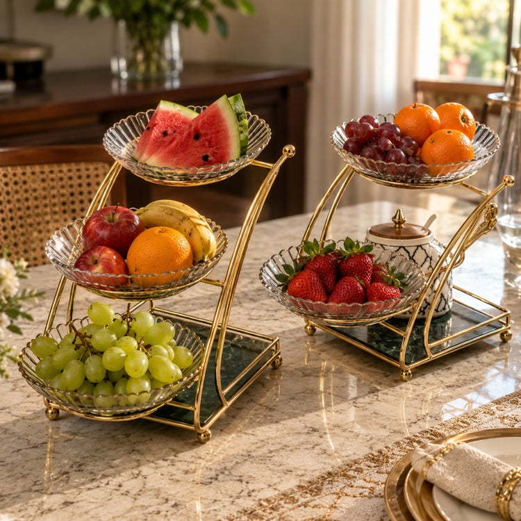 Dish Snacks Serving Rack With Glass Bowl
