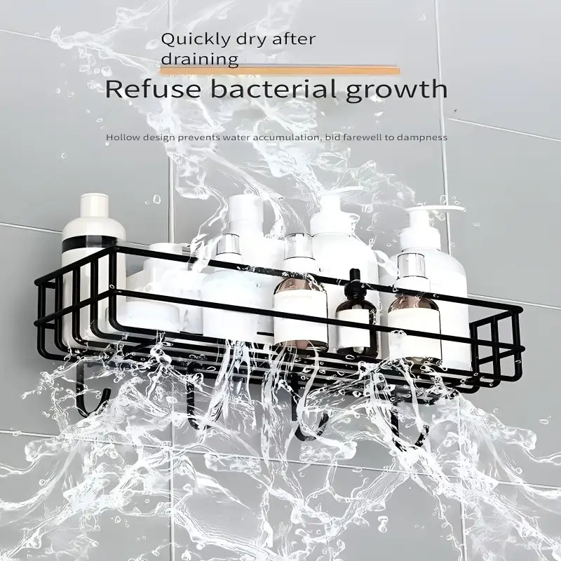 2 Pc wall mounted black Storage basket with strong adhesive stickers (No drill needed)