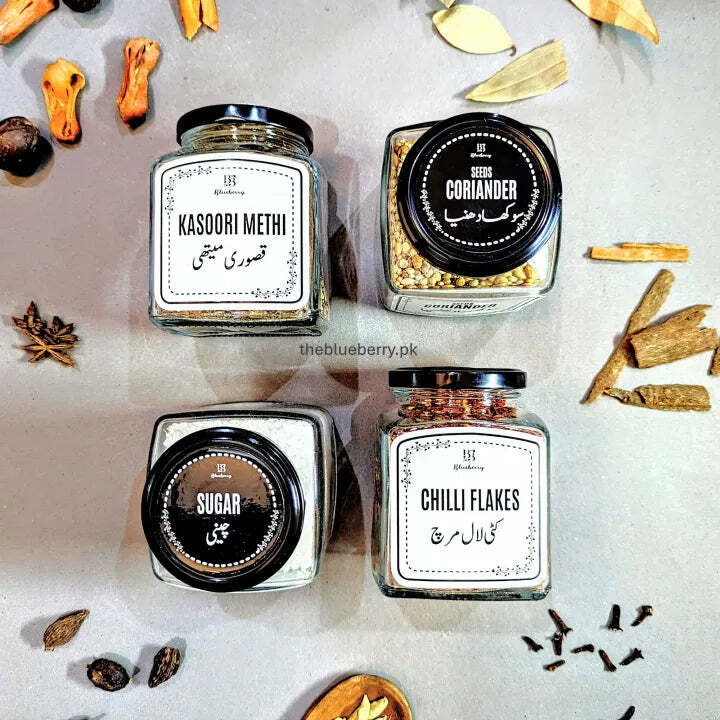 8 Pure Glass Jars With 16 Free Waterproof Spice Name Stickers