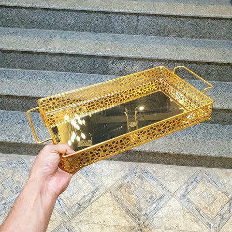 Luxury Metal And Miror Tray
