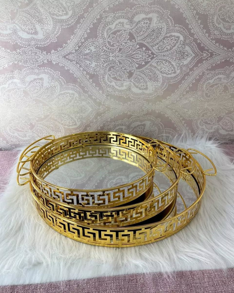 Gold Luxury Trays With Mirror Base Premium quality