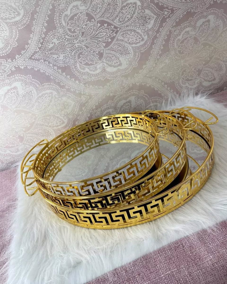 Gold Luxury Trays With Mirror Base Premium quality