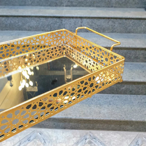Luxury Metal And Miror Tray