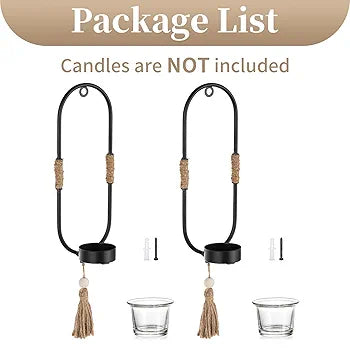 Pack of 2 Black Metal Wall Decorations for Living Room Bathroom Dining Room
